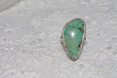 +MBATQ #2-199  "Artist "J. Morrls" Signed Green Turquoise Ring"