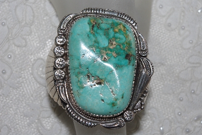 +MBATQ #2-173  "Fancy Artist Signed Green Turquoise Cuff Bracelet"