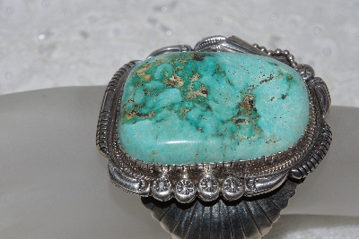 +MBATQ #2-173  "Fancy Artist Signed Green Turquoise Cuff Bracelet"