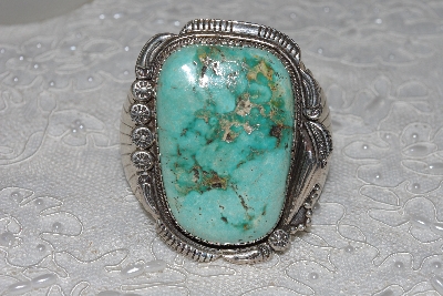 +MBATQ #2-173  "Fancy Artist Signed Green Turquoise Cuff Bracelet"