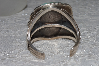 +MBATQ #2-173  "Fancy Artist Signed Green Turquoise Cuff Bracelet"