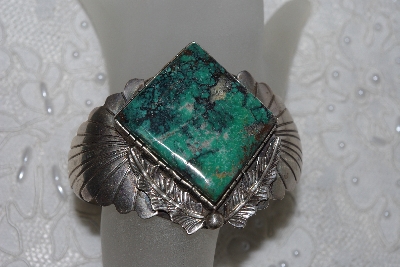 +MBATQ #2-160  "Fancy Green Turquoise Cuff Bracelet"