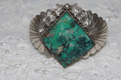 +MBATQ #2-160  "Fancy Green Turquoise Cuff Bracelet"