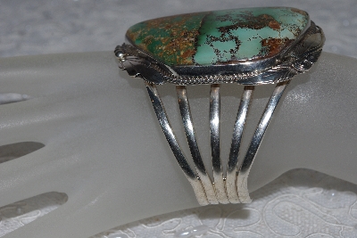 +MBATQ #2-155  "Beautiful Artist "Justin Morris" Signed Green Turquoise Cuff Bracelet"