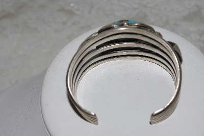 +MBATQ #3-028  "Artist Stamped Blue Turquoise Cuff Bracelet"