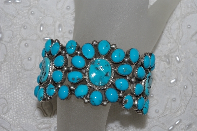 +MBATQ #3-023  "Artist "B. Touching"  Signed Blue Turquoise Cuff Bracelet"