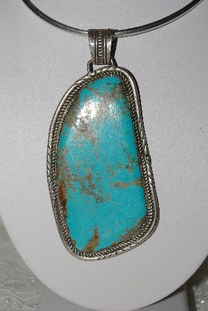 "SOLD" MBATQ #3-016  "Large Blue Turquoise Pendant"