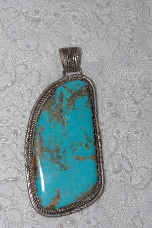 "SOLD" MBATQ #3-016  "Large Blue Turquoise Pendant"