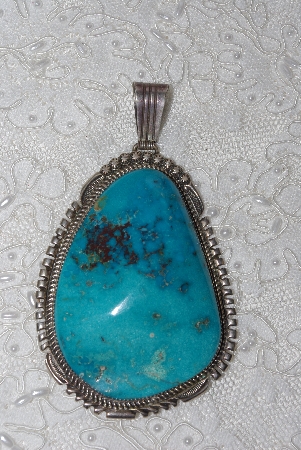+MBATQ #3-007 "Artist "LTB" Signed Blue Turquoise Pendant"