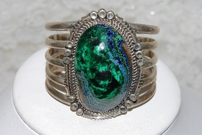 +MBATQ #3-038  "Large Fancy Artist Signed Azurite Cuff Bracelet"
