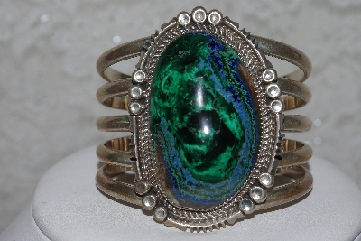 +MBATQ #3-038  "Large Fancy Artist Signed Azurite Cuff Bracelet"