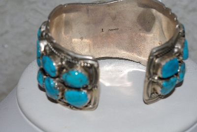 +MBATQ #3-073  "Artist "T"  Signed Fancy Blue Turquoise Cuff Watch"