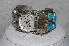 +MBATQ #3-073  "Artist "T"  Signed Fancy Blue Turquoise Cuff Watch"