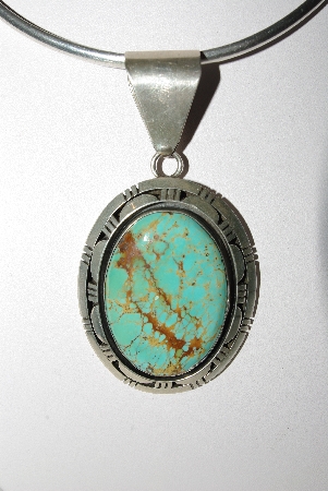 +MBATQ #3-145  "Fancy Green Turquoise Pendant"