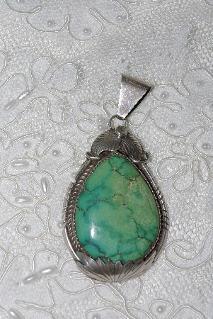 +MBATQ #3-142  "Artist "DB" Signed Fancy Green Turquoise Pendant"