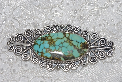 +MBATQ #3-125  "Fancy Artist "Randy Boyd"  Signed Blue Turquoise Pin"