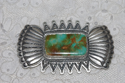 +MBATQ #3-119  "Fancy Artist "Randy Boyd"  Signed Green Turquoise Pin"