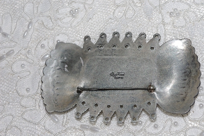 +MBATQ #3-119  "Fancy Artist "Randy Boyd"  Signed Green Turquoise Pin"