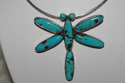 +MBATQ #3-111  "Beautiful Artist Signed Blue Turquoise Dragonfly Pin/Pendant"