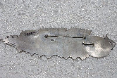 +MBATQ #3-107  "Beautiful Large Artist "Randy Boyd"  Signed Green Turquoise Feather Pin/Pendant"