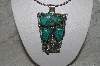 +MBATQ #3-089  "Large Artist "R"  Signed Green Turquoise Bear Pendant"