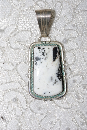 +MBATQ #3-266  "Artist  "EJ" David"Signed White Turquoise Pendant"
