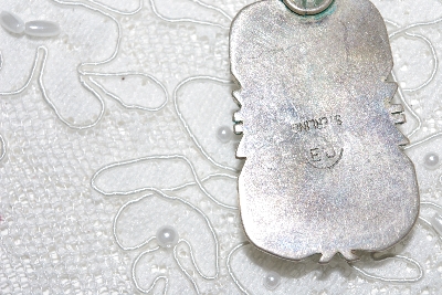 +MBATQ #3-266  "Artist  "EJ" David"Signed White Turquoise Pendant"