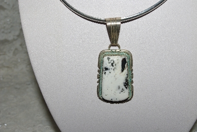 +MBATQ #3-266  "Artist  "EJ" David"Signed White Turquoise Pendant"