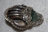 +MBATQ #3-216  "Fancy Artist "M Tsosie"  Signed Green Turquoise & Bear Claw Cuff Bracelet"