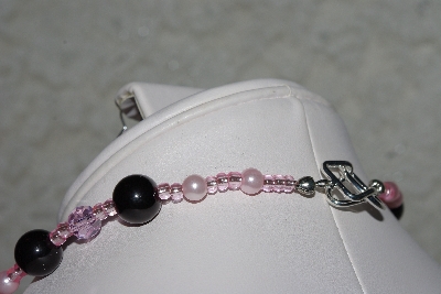 +MBAHB #27-059  "One OF A Kind Black & Pink Bead & Gemstone Necklace & Earring Set"