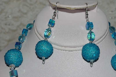 +MBAHB #27-111  "One Of A Kind Blue Glass Bead Necklace & Earring Set"