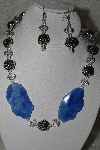 +MBAHB #27-121  "One Of A Kind Blue Gemstone,Crystal & Silver Bead Necklace & Earring Set"