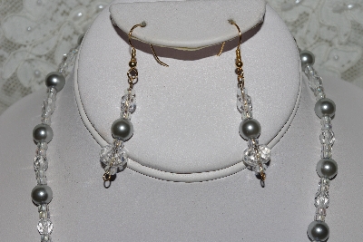 +MBAHB #27-156  "One Of A Kind Crystal,Glass Pearl & Lapis Gemstone Necklace & Earring Set"