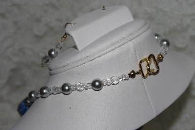 +MBAHB #27-156  "One Of A Kind Crystal,Glass Pearl & Lapis Gemstone Necklace & Earring Set"