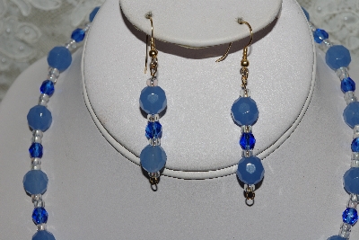 +MBAHB #27-172  "One Of A Kind Blue Bead Lapis Necklace & Earring Set"