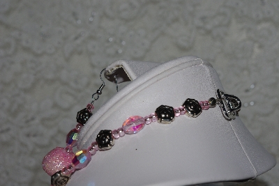 +MBAHB #27-182  "One Of A Kind Pink Bead,Crystal & Gemstne Necklace & Earrings Set"