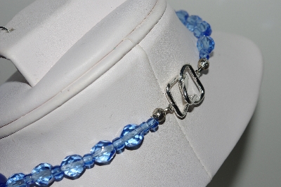 +MBAHB #003-058  "One Of A Kind Blue Glass Bead Necklace & Earring Set"