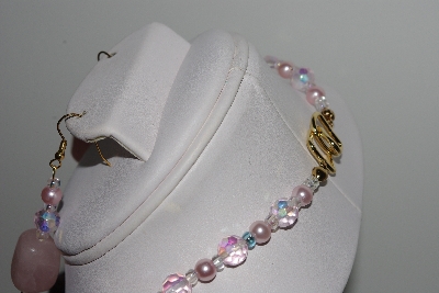 +MBAHB #003-166  "One Of A Kind Brown, Pink & Rose Quartz Necklace & Earring Set"