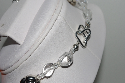 +MBAHB #003-255  "One Of A Kind Orange, Crystal & German Silver Necklace & Earring Set"