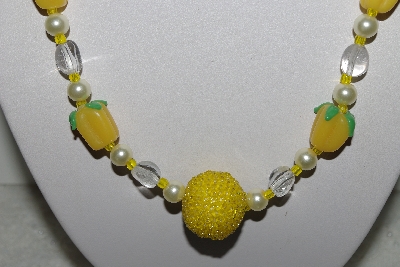 +MBAHB #003-323  "One Of A Kind Crystal Quartz, Yellow Bead Pepper Necklace & Earring Set"
