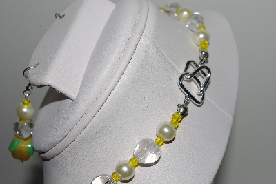 +MBAHB #003-323  "One Of A Kind Crystal Quartz, Yellow Bead Pepper Necklace & Earring Set"