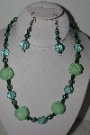 +MBAHB #003-318  "One Of A Kind Fancy Green Bead Necklace & Earruing Set"