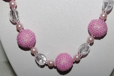 +MBAHB #003-285  "One Of A Kind Pink Bead Necklace & Earring Set"