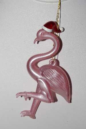 +MBAHB #003-093  "Set Of 4 Hand Made Glass Flamingo Christmas Ornaments"