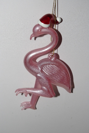 +MBAHB #003-093  "Set Of 4 Hand Made Glass Flamingo Christmas Ornaments"