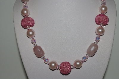 +MBAHB #009-198  "One Of A Kind Pink Bead Necklace & Earring Set"