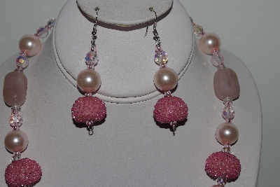 +MBAHB #009-198  "One Of A Kind Pink Bead Necklace & Earring Set"
