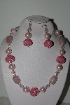 +MBAHB #009-198  "One Of A Kind Pink Bead Necklace & Earring Set"