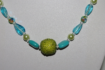 +MBAHB #009-155  "One Of A Kind Blue & Green Bead Necklace & Earring Set"