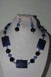 +MBAHB #009-165  "One Of A Kind Black & Blue Bead Necklace & Earring Set"